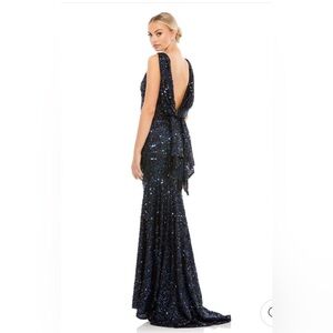 Mac Duggal Navy Sequin Maxi Dress NWT